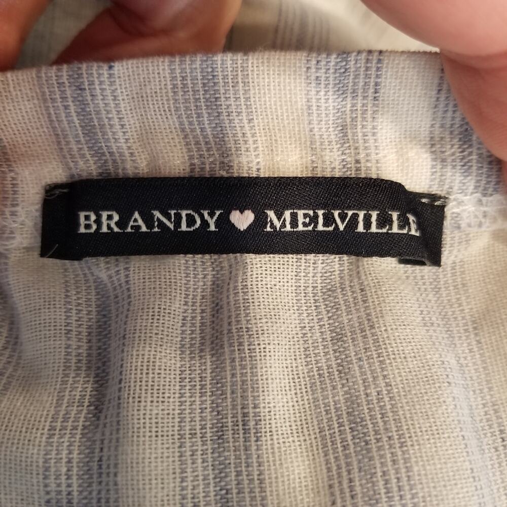 Brandy Melville Theia Off The Shoulder Striped Long Sleeve Top Blue White Small - Picture 3 of 6